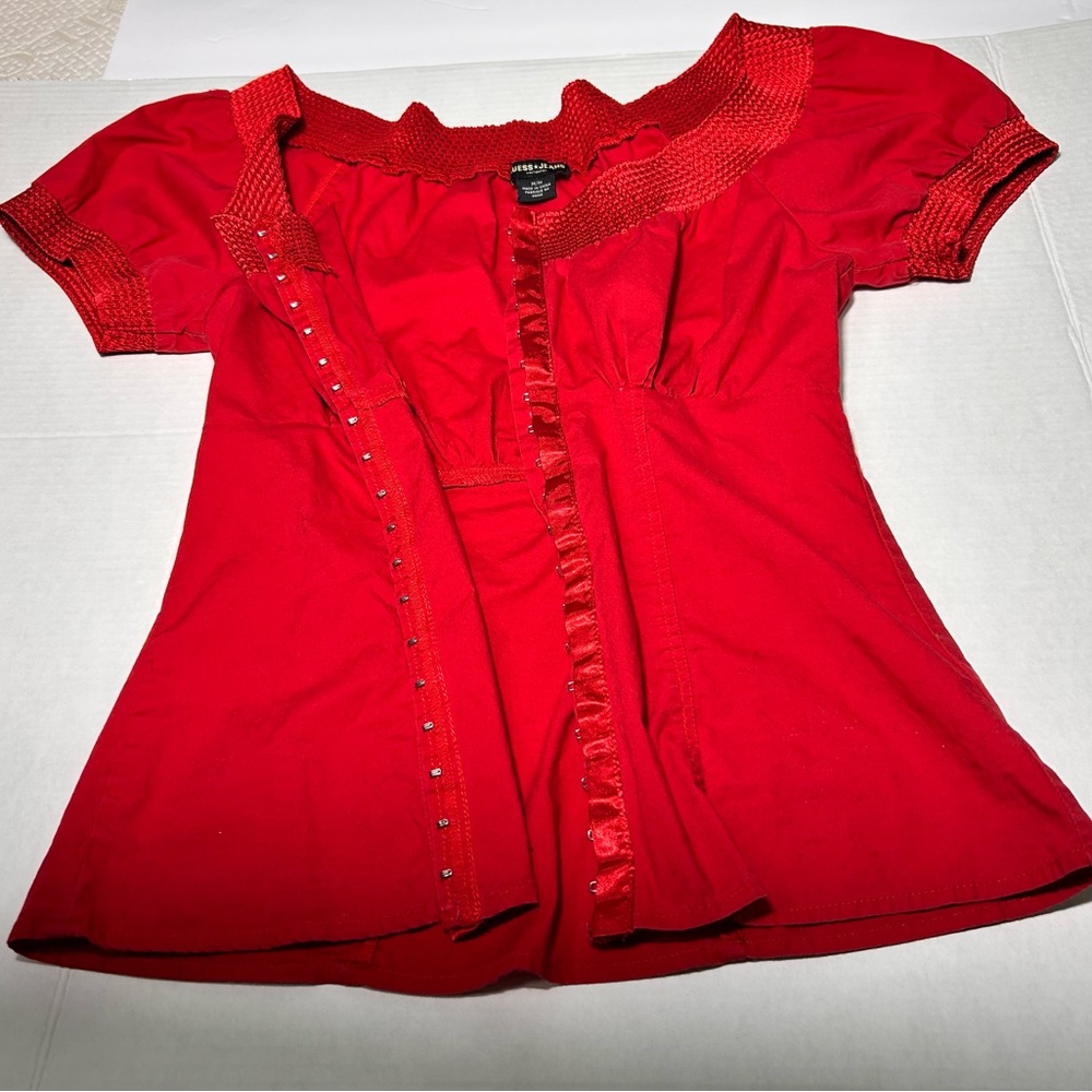 Authentic bright red Guess Jeans blouse.